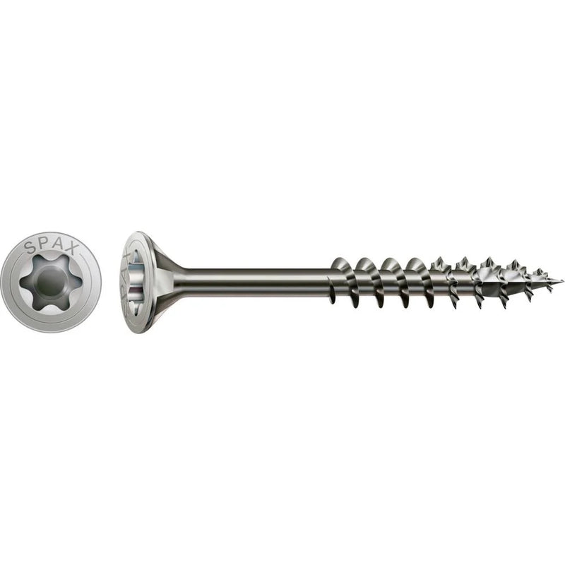 SPAX 8 x 100mm Countersunk 304 (A2) Stainless Screws. Partial thread.