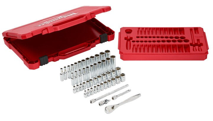 Milwaukee 1/4? Drive 50pc Ratchet & Socket Set SAE & Metric - Toolup Australia