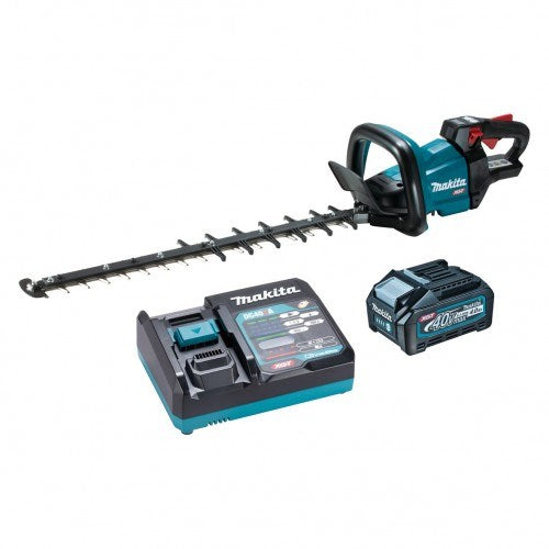 Makita 40V Max BRUSHLESS 600mm Hedge Trimmer Kit, Max branch dia. 25mm - Includes 4.0Ah Battery & Single Port Rapid Charger