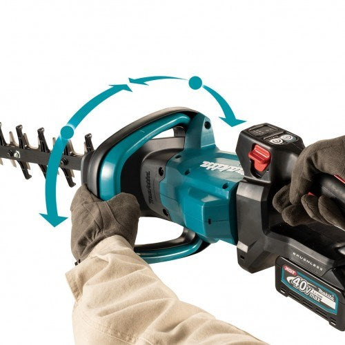 Makita 40V Max BRUSHLESS 600mm Hedge Trimmer Kit, Max branch dia. 25mm - Includes 4.0Ah Battery & Single Port Rapid Charger