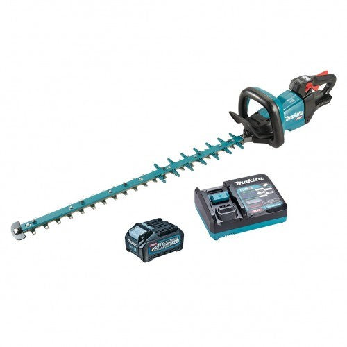 Makita 40V Max BRUSHLESS 750mm Hedge Trimmer Kit, Max branch dia. 21.5mm - Includes 4.0Ah Battery & Single Port Rapid Charger