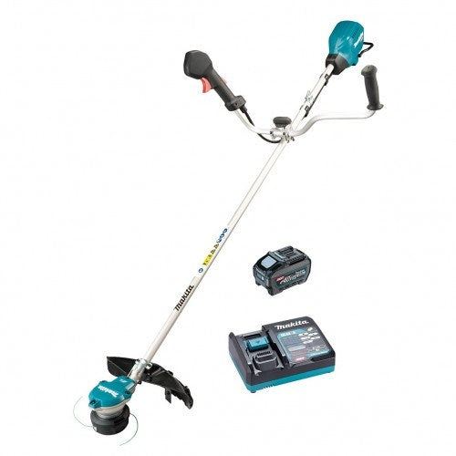 Makita 40V Max BRUSHLESS U-Handle Brushcutter Kit - Includes 5.0Ah Battery & Single Port Rapid Charger