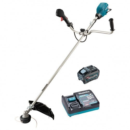 Makita 40V Max BRUSHLESS High Output U-Handle Brushcutter Kit - Includes 5.0Ah Battery & Single Port Rapid Charger