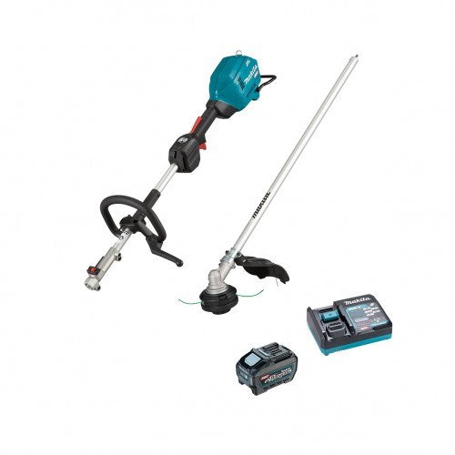 Makita 40V Max BRUSHLESS Multi-function Powerhead, (EM409MP) Line Trimmer Attachment Kit - Includes 5.0Ah Battery & Single Port Rapid Charger