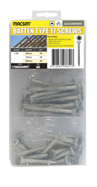 BATTEN SCREW ASSORTMENT PACK 50MM, 75MM AND 100MM