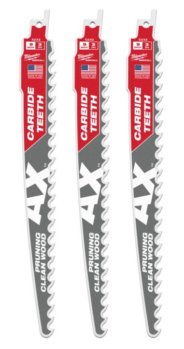 Milwaukee The AX™ With Carbide Teeth For Pruning And Clean  Wood 225mm 3Pk 48005332