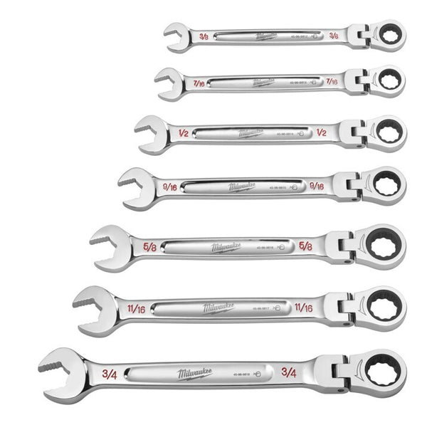 Milwaukee 7pc Flex-Head Ratcheting Wrench Set â€“ SAE