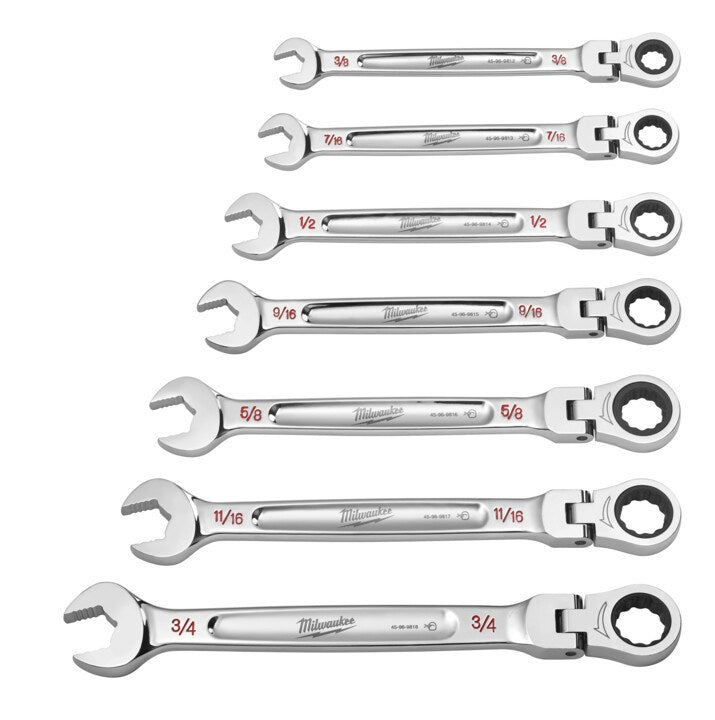 Milwaukee 7pc Flex-Head Ratcheting Wrench Set â€“ SAE
