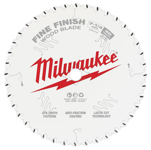 Milwaukee 7-1/4" 184mm 40T FINE FINISH Blade