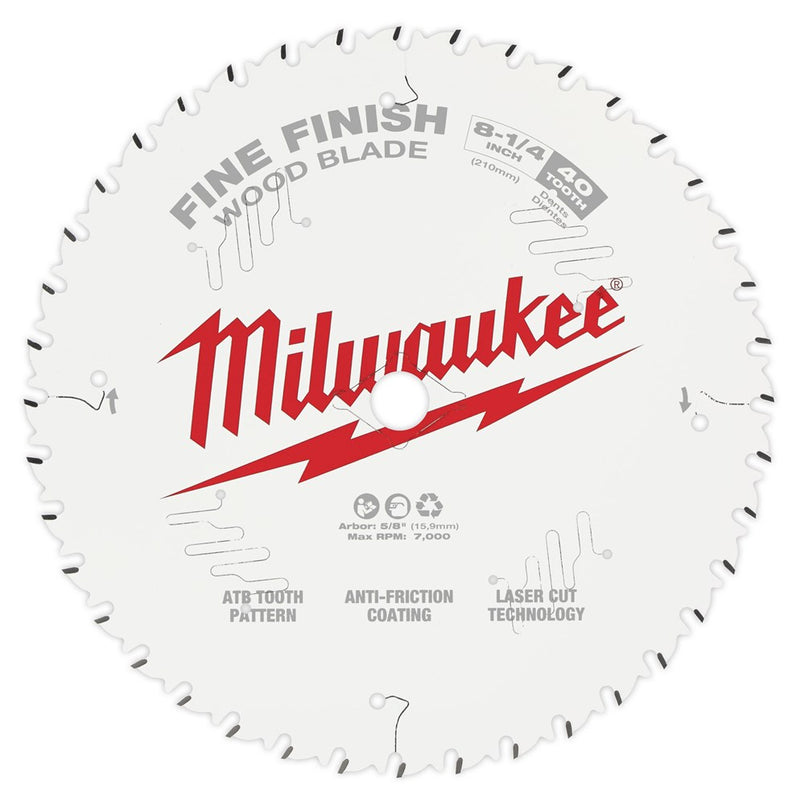Milwaukee 8-1/4" 210mm 40T FINE FINISH Blade