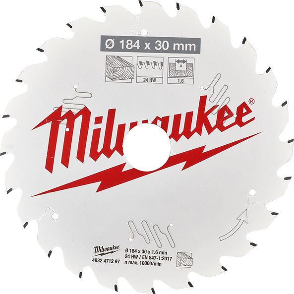 Milwaukee 7-1/4" 184mm 24T Wood Circular Saw Blade Framing, 30mm arbor 4932471297