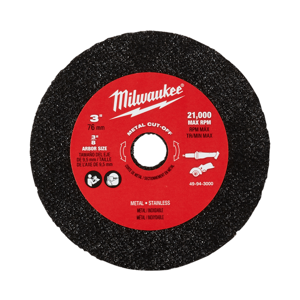 Milwaukee M12 FUELâ„¢ 3" Compact Cut Off Tool Metal Cut-Off Disc 3 pack