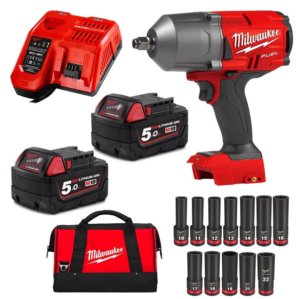 Milwaukee M18 FUELâ„¢ 1/2" High Torque Impact Wrench with Friction Ring & Socket Set Kit