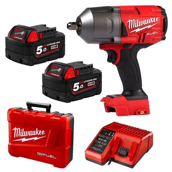 Milwaukee M18 FUELâ„¢ 1/2" High Torque Impact Wrench with Pin Detent Kit (2x 5.0Ah)