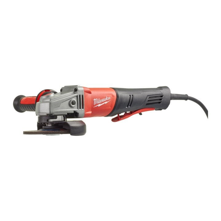 Milwaukee 125mm (5") 1250w, 33mm max cut 11 000 rpm, Electronics (soft start, line lock-out, clutch, overload), FIXTEC, AVS, Barrell Paddle DMS AGV13-125XSPDE