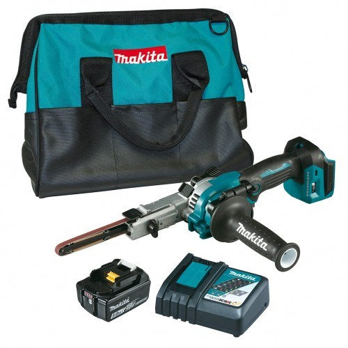 Makita 18V BRUSHLESS 9mm Power File Kit - Includes: 1x 5.0Ah Battery, Rapid Charger & Tote Bag