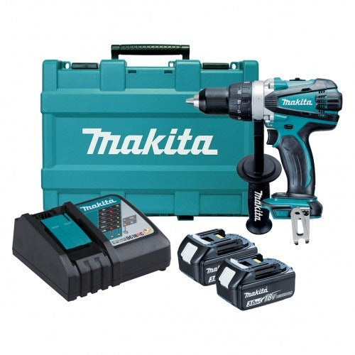 Makita 18V Heavy Duty Driver Drill Kit - Includes 2 x 3.0Ah Batteries, Rapid Charger & Carry Case