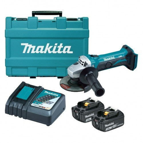 Makita 18V 115mm Angle Grinder Kit - Includes 2 x 3.0Ah Batteries, Rapid Charger & Carry Case DGA452RFE
