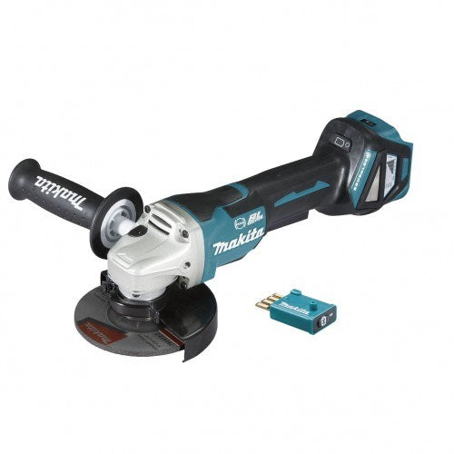 Makita 18V BRUSHLESS AWS 125mm Variable Speed Paddle Switch Brake Angle Grinder Kit - Includes 2 x 5.0Ah Batteries, Rapid Charger & Carry Case DGA518RTEU