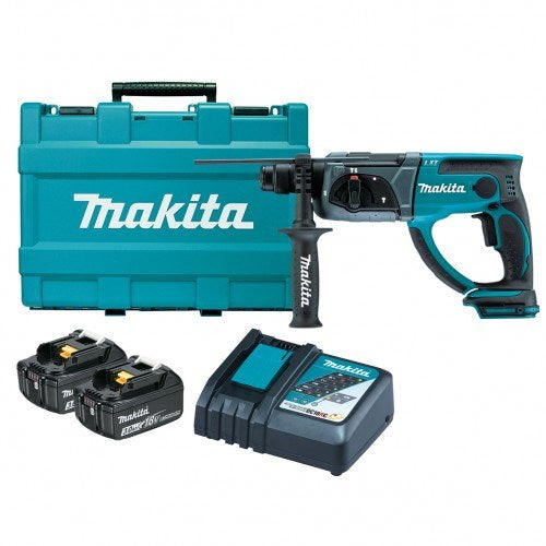 Makita 18V 20mm SDS Plus Rotary Hammer Kit - Includes 2 x 3.0Ah Batteries, Rapid Charger & Carry Case DHR202RFE