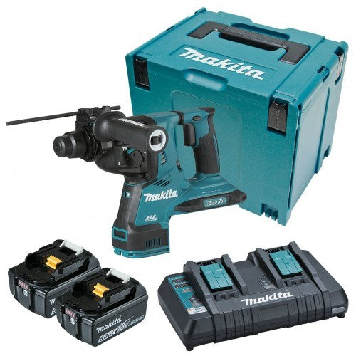 Makita 18Vx2 BRUSHLESS AWS* 28mm SDS Plus Rotary Hammer Kit- Includes 2 x 5.0Ah Batteries, Dual Port Rapid Charger & Makpac Case *AWS Receiver sold separately (198901-5)" DHR282PT2J