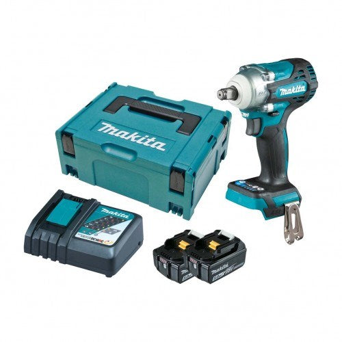 Makita 18V BRUSHLESS 1/2" Impact Wrench Kit - Includes 2 x 5.0Ah Batteries, Rapid Charger & Carry Case DTW300RTJ
