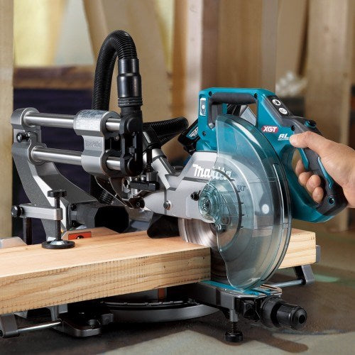 Makita 40V Max BRUSHLESS AWS* 216mm (8-1/2") Slide Compound Mitre Saw - Includes 2 x 4.0Ah Batteries & Single Port Rapid Charger *AWS Receiver sold separately (198901-5) LS002GM201