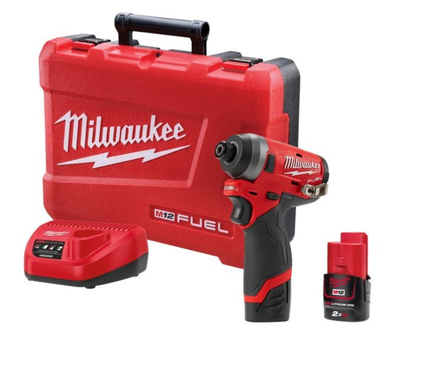 Milwaukee M12 FUEL Impact Driver Kit - 2 x 2.0Ah Batteries, Charger, Carry Case M12FID-202C