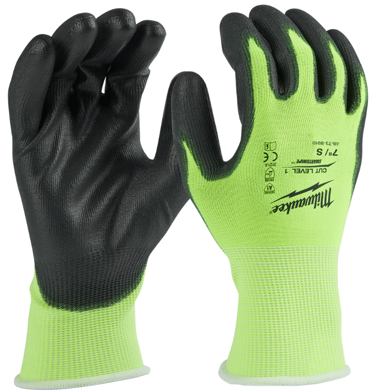 Milwaukee Cut 1(A) High Vis PU Gloves – S 48738910