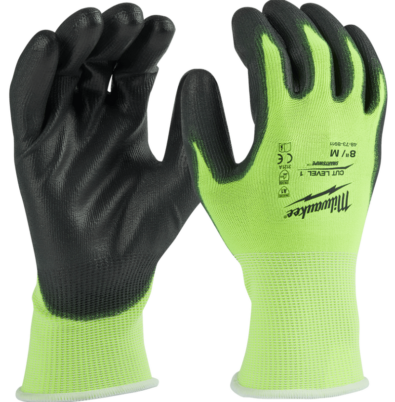 Milwaukee Cut 1(A) High Vis PU Gloves – M 48738911