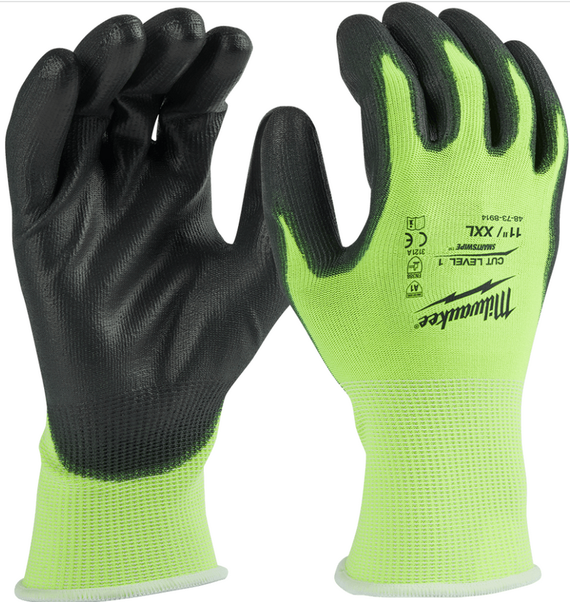 Milwaukee Cut 1(A) High Vis PU Gloves – XXL 48738914