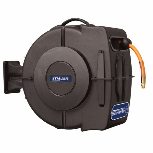 ITM RETRACTABLE AIR HOSE REEL, 10MM X 20M HYBRID POLYMER AIR HOSE WITH 1/4" BSP MALE FITTINGS TM300-020