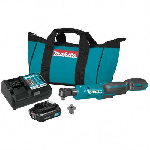 Makita 12V Max Ratchet Wrench 1/4" & 3/8" - Includes 1 x 2.0Ah Battery, Charger & Carry Bag WR100DWA