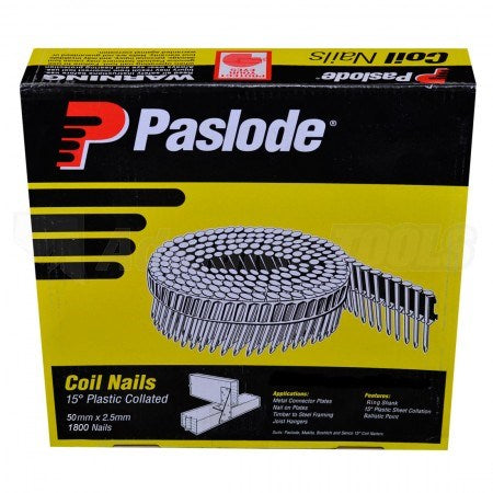 PASLODE ANGLED COIL NAIL 50MM X 2.5 RING HDG B25140