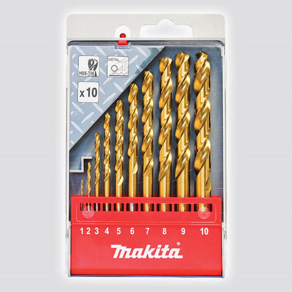 HSS-TIN METAL DRILL BIT SET - 10PC