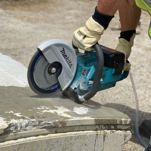 Makita 18Vx2 BRUSHLESS 230mm (9") Power Cutter Kit - Includes 2 x 6.0Ah Batteries, Dual Port Rapid Charger * Blade not included