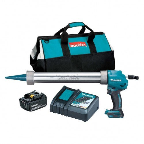 Makita 18V 600ml Caulking Gun - Includes 1x 3.0Ah Battery, Rapid Charger & Tote Carry Bag