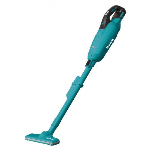 Makita 18V BRUSHLESS Stick Vacuum, Push Button Switch, Disposable Dust Bag, Teal Housing  - Tool Only