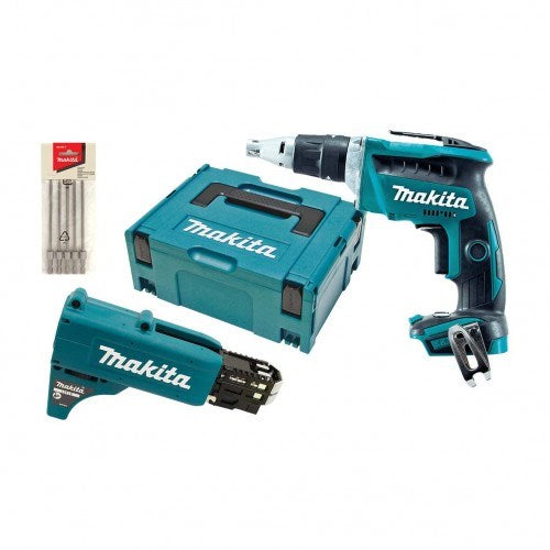 Makita 18V BRUSHLESS High Speed Screwdriver, Autofeed Collated Screwgun Attachment & MakPac Case - Tool Only DFS452ZJX2