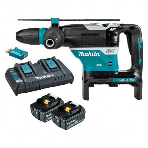 Makita 18Vx2 BRUSHLESS AWS 40mm SDS Max Rotary Hammer Kit - Includes 2 x 6.0Ah Batteries, Dual Port Rapid DHR400G2UN