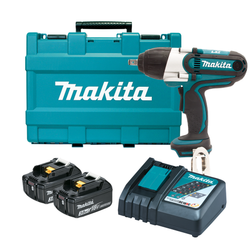 Makita 18V 1/2" Impact Wrench Kit - Includes 2 x 3.0Ah Batteries, Rapid Charger & Carry Case DTW450RFE
