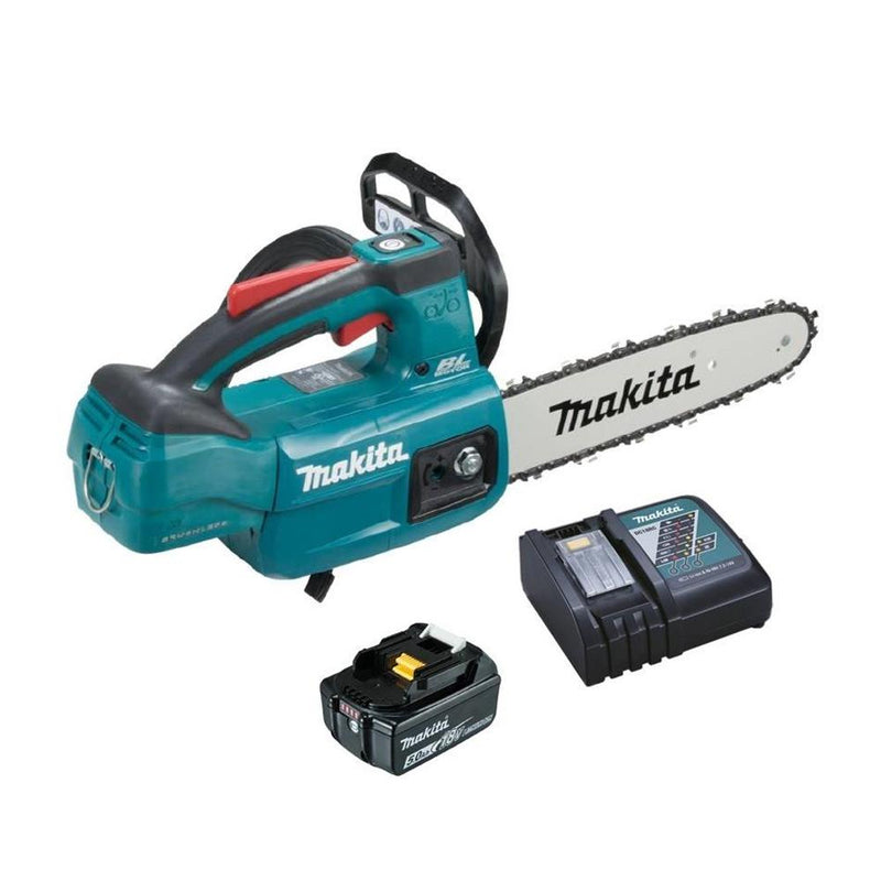 Makita 18V 250mm BRUSHLESS Top Handle Chainsaw  Kit - Includes 1 x 5.0Ah Battery & Rapid Charger DUC254RT