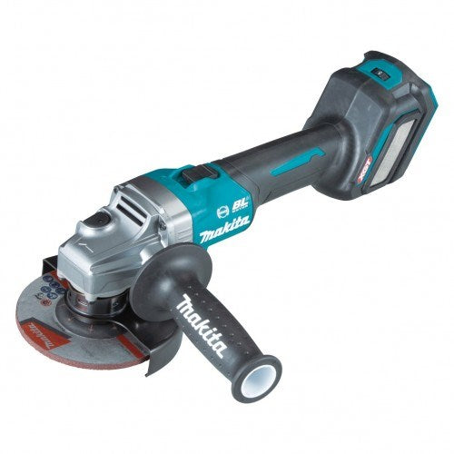 Makita "40V Max BRUSHLESS AWS* 125mm (5"") Angle Grinder, Slide Switch, Variable Speed - Includes 2 x 4.0Ah Batteries, Single Port Rapid Charger & Makpac Case Type 4 *AWS Receiver sold separately (198901-5)  BONUS: 18V LXT Battery Charging Adap GA023GM202