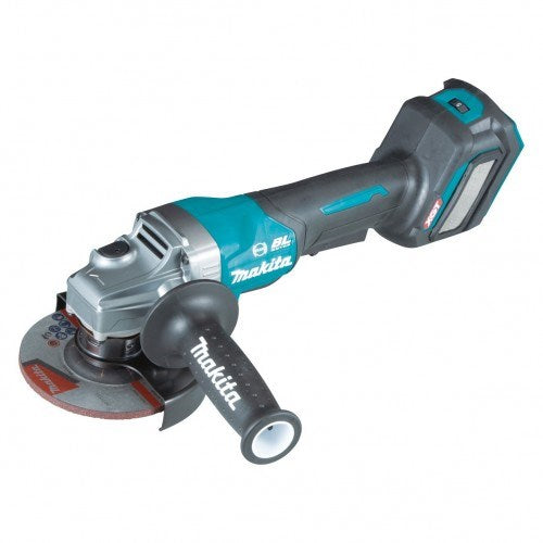 Makita "40V Max BRUSHLESS AWS* 125mm (5"") Angle Grinder, Paddle Switch, Variable Speed - Includes 2 x 4.0Ah Batteries, Single Port Rapid Charger & Makpac Case Type 4 *AWS Receiver sold separately (198901-5)  BONUS: 18V LXT Battery Charging Ada GA029GM202