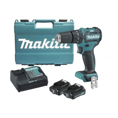 Makita 12V Max BRUSHLESS Hammer Driver Drill Kit - Includes 2 x 2.0Ah Batteries, Rapid Charger & Case HP332DSAE