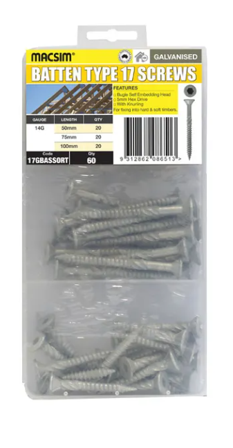 BATTEN SCREW ASSORTMENT PACK 50MM, 75MM AND 100MM - Toolup Australia