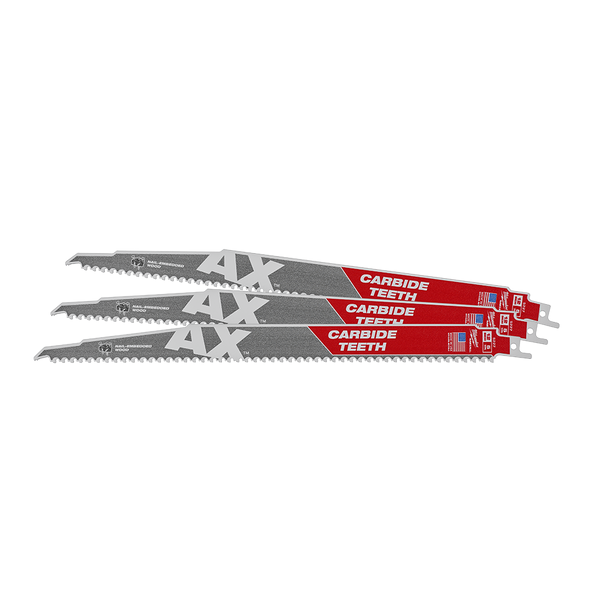 Milwaukee The Ax™ with Carbide Teeth Wood Demolition SAWZALL™  Blade 300mm Pkt 3 48005327 - Toolup Australia