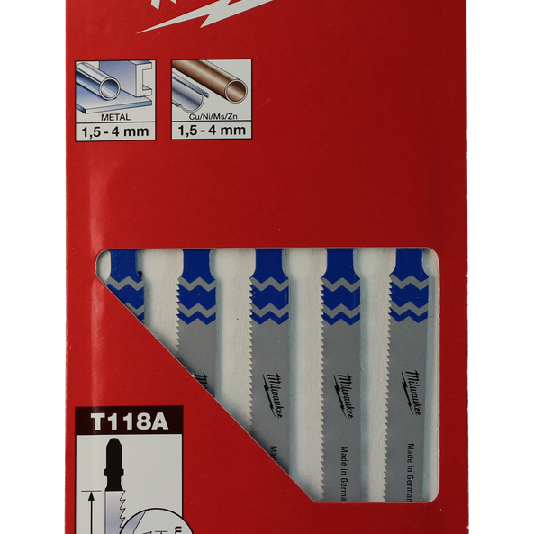 Milwaukee Metals Jigsaw Blades 55mm T118A 5Pk 4932254063 - Toolup Australia