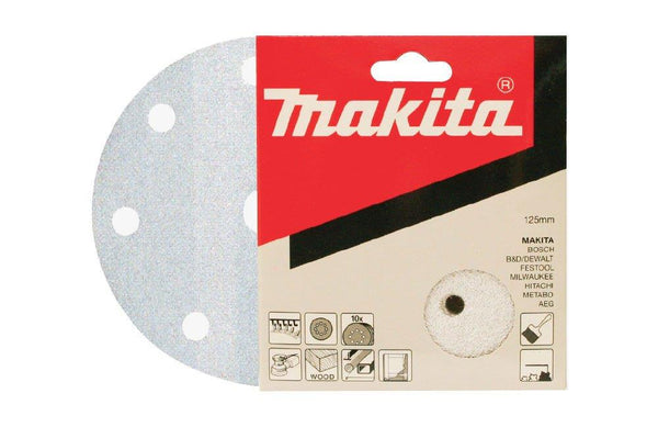 SANDING DISC WHITE 125MM/80# PUNCHED X10