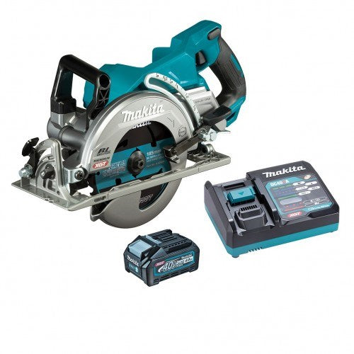 Makita 40V Max BRUSHLESS 185mm (7-1/4")  Rear Handle Saw Kit - Includes 4.0Ah Battery & Single Port Rapid Charger RS001GM101